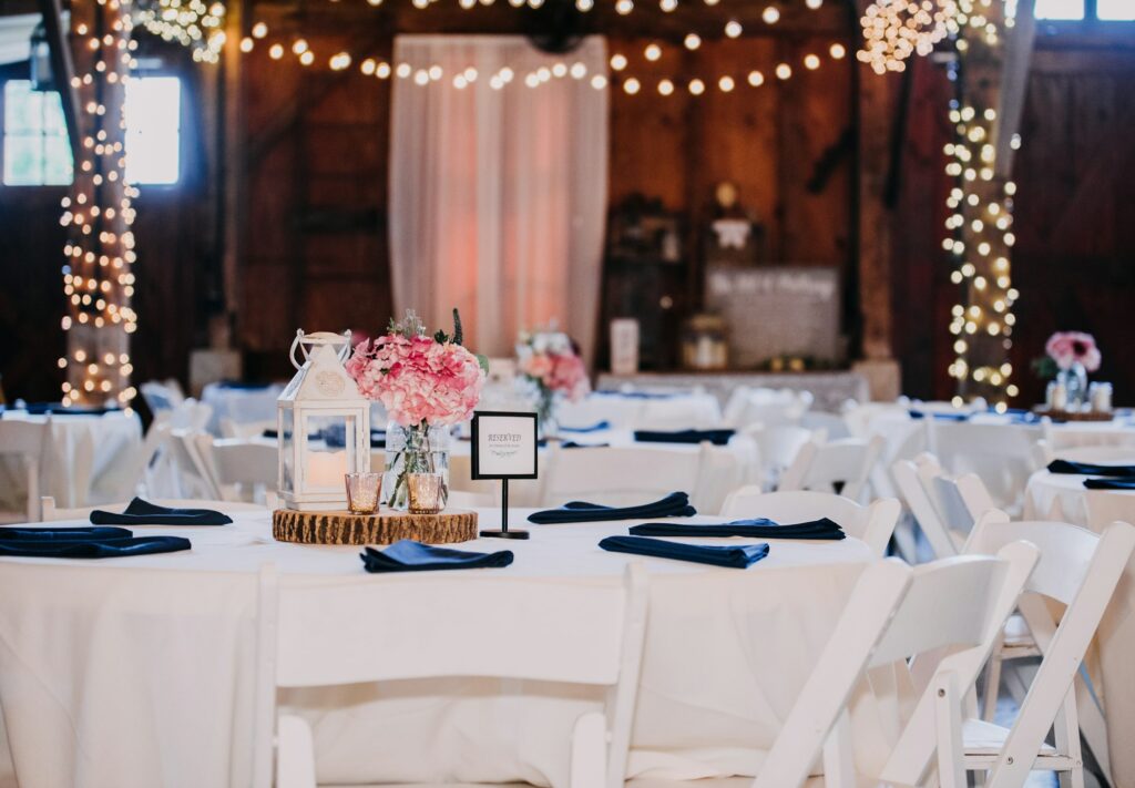 Barn wedding reception decor