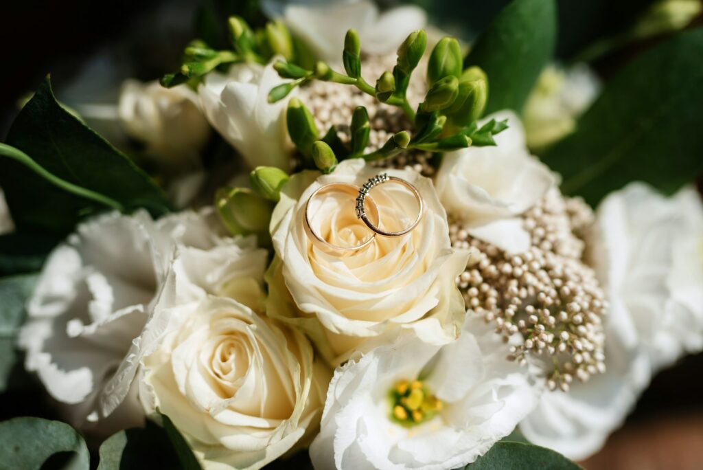 elegant wedding bouquet of fresh natural flowers